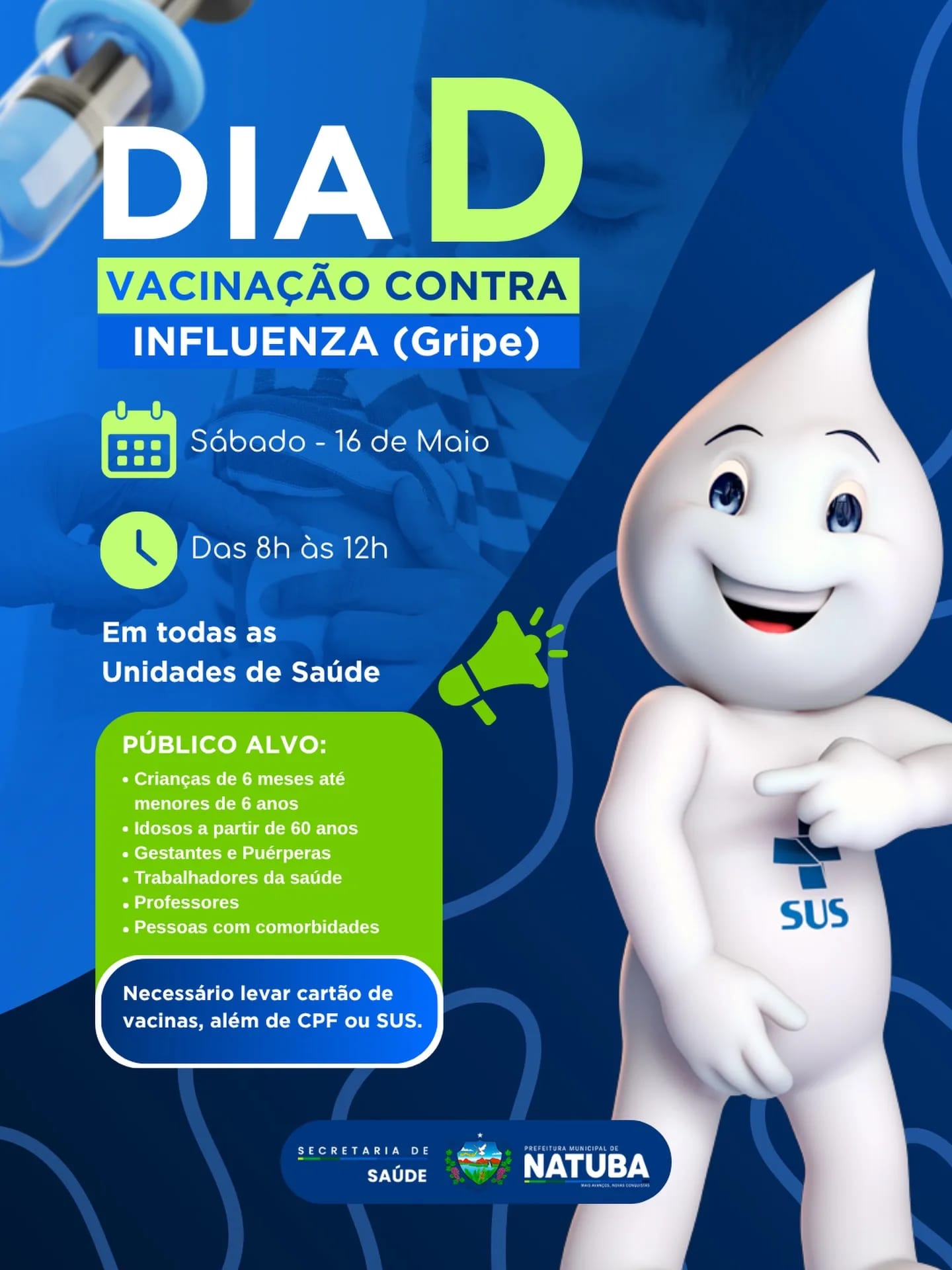 DIA D DE VACINAÇÃO CONTRA A GRIPE!!