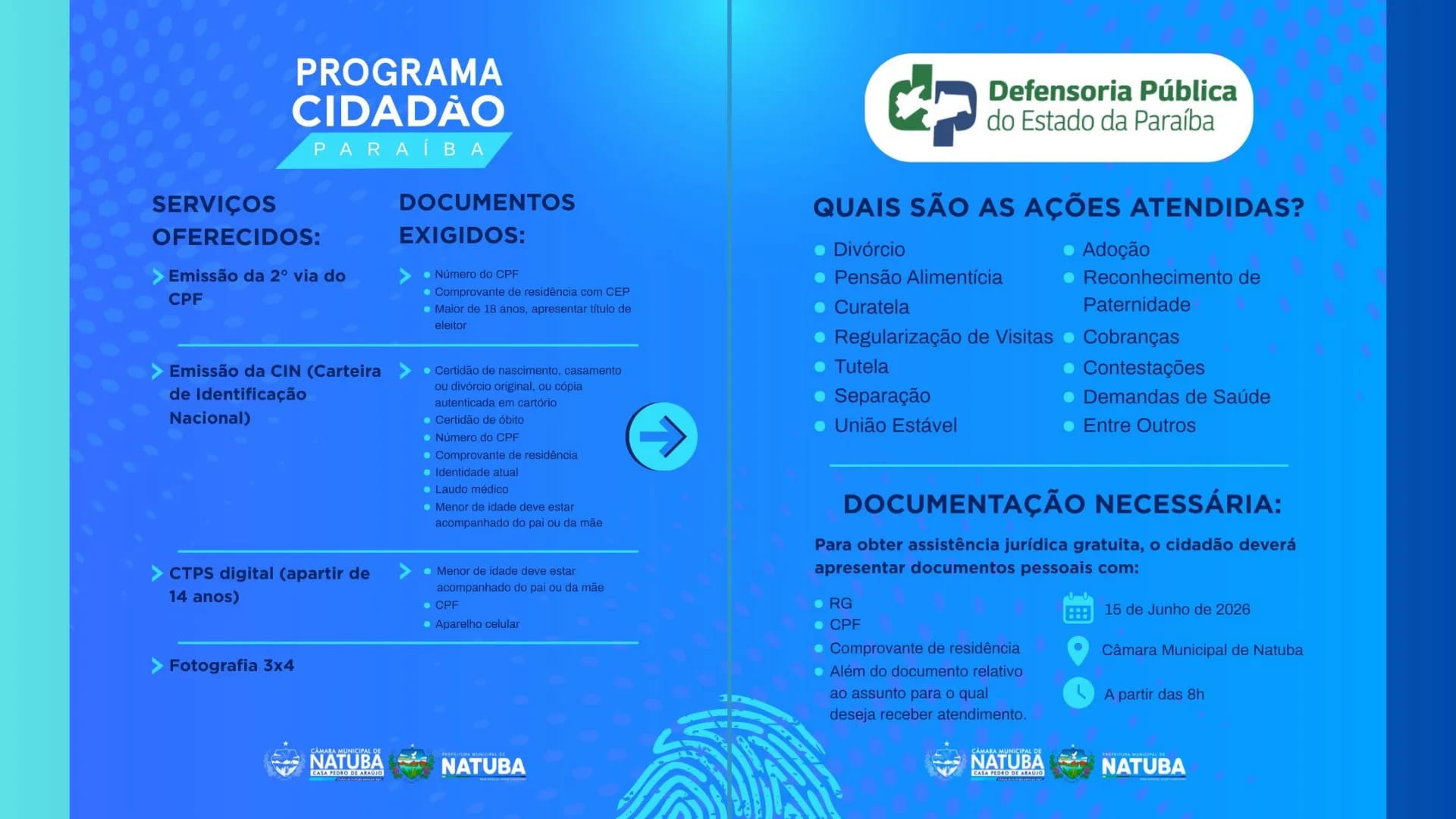 ASSISTÊNCIA JURÍDICA GRATUITA PARA A POPULAÇÃO NATUBENSE