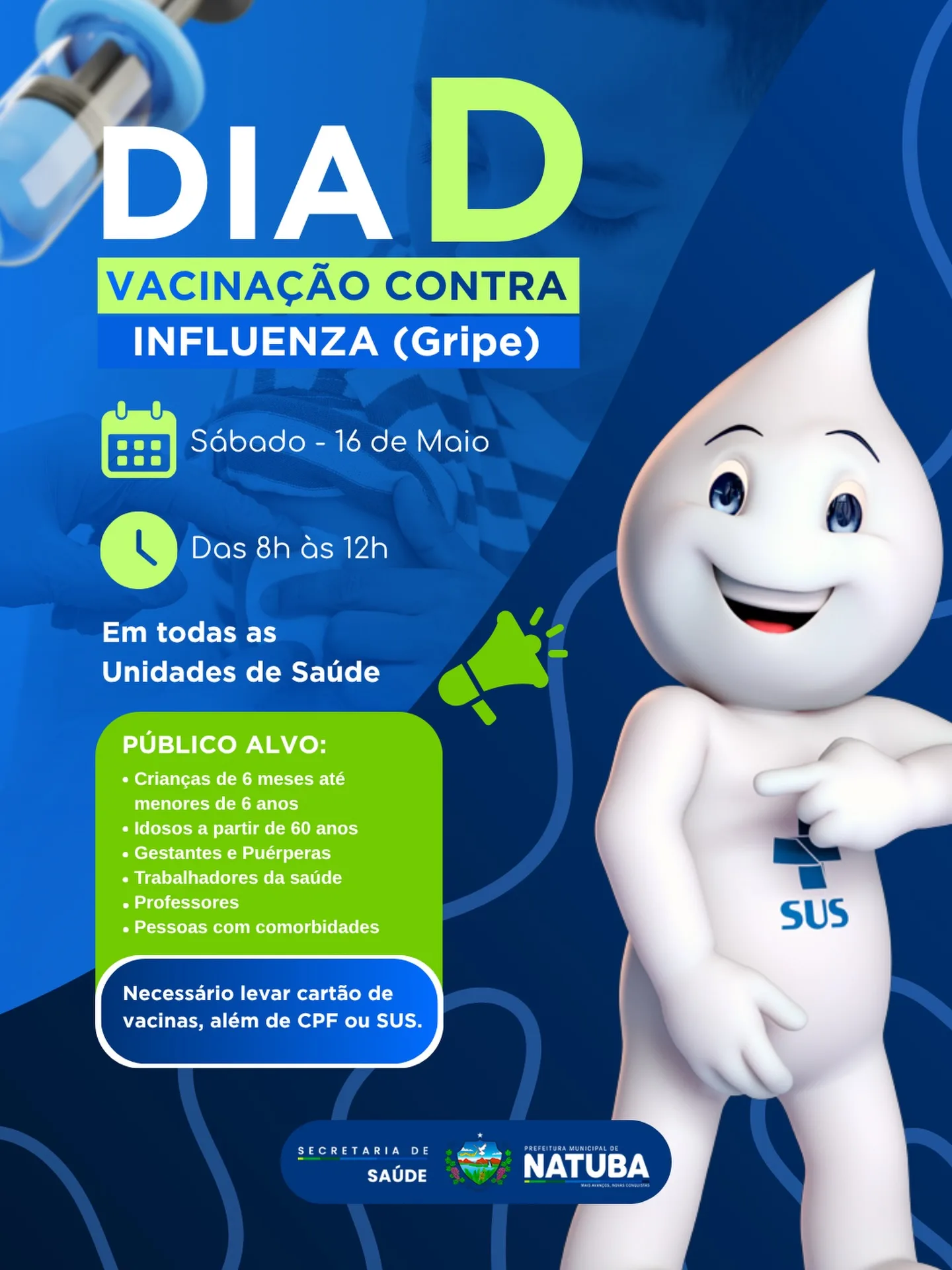 DIA D DE VACINAÇÃO CONTRA A GRIPE!!
