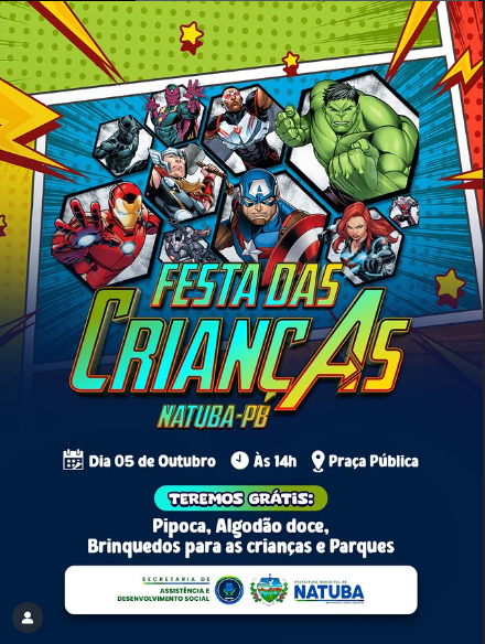 Dia 05 de outubro, a FESTA É DAS CRIANÇAS